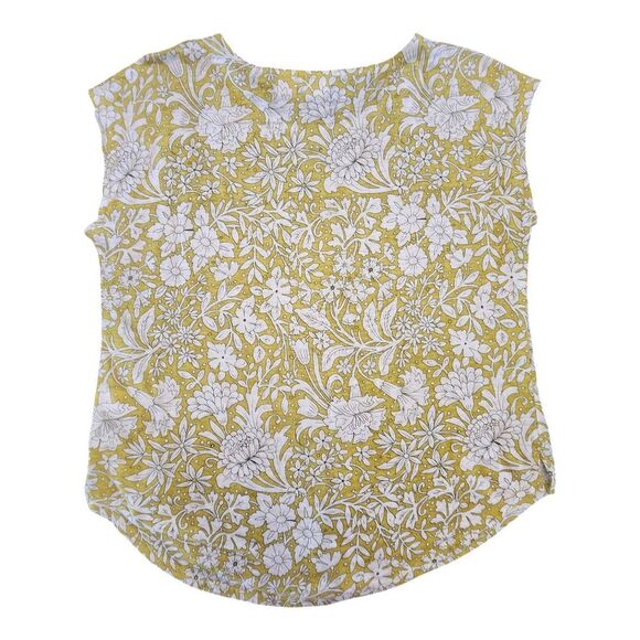 Rachel Ashwell‎ Top Womens Large 100% Linen Floral Pullover Shirt Yellow Green - Picture 2 of 7